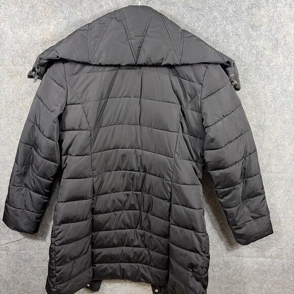 TOMMY HILFIGER Women’s Black long puffer coat jacket Size Small - Picture 11 of 14
